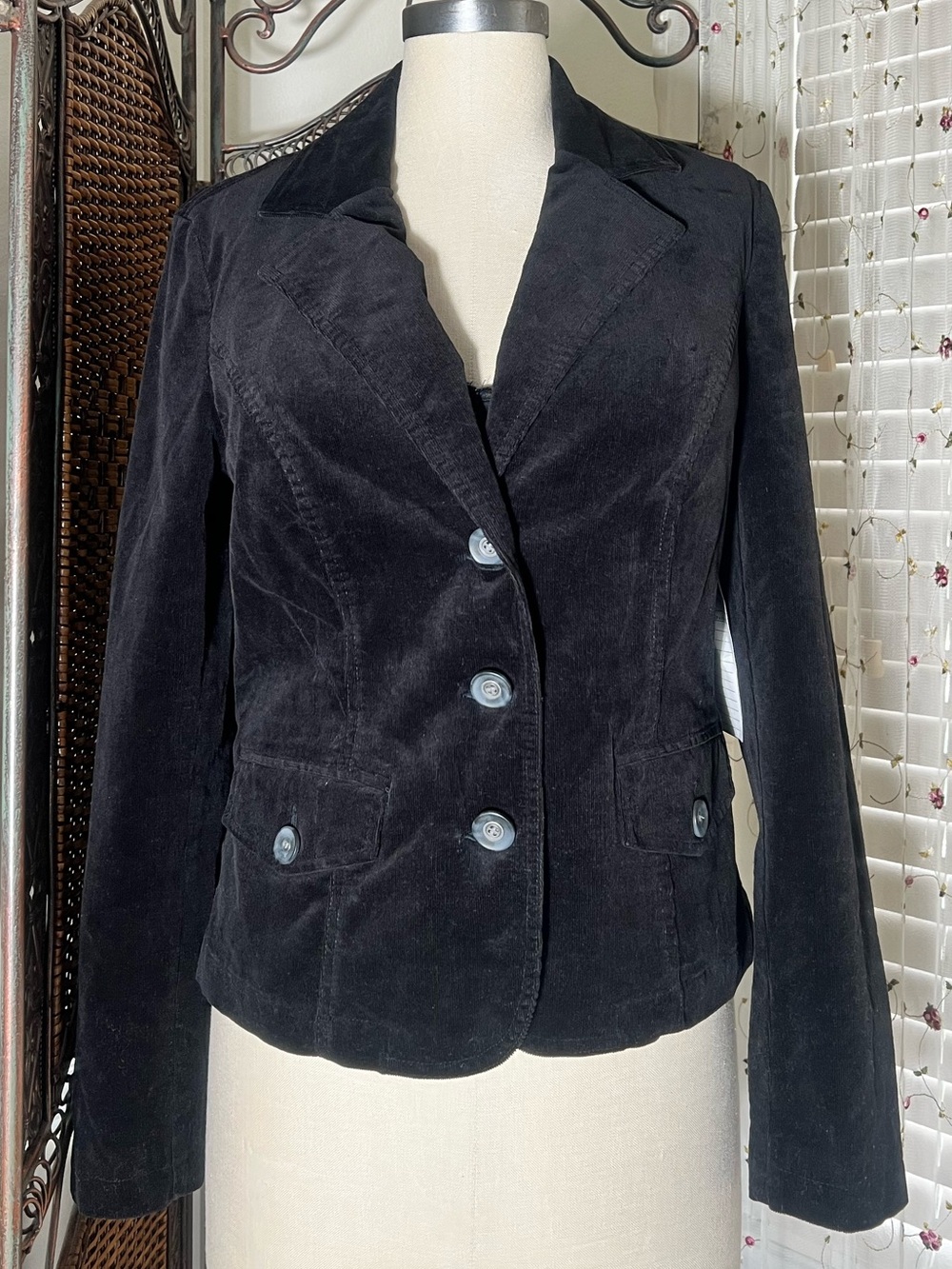Charter Club Black Corduroy Blazer Jacket